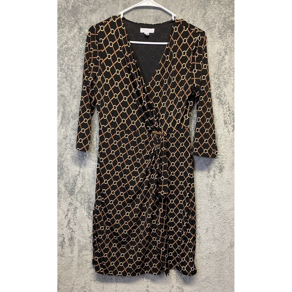 Charter Club Horsebit Link Faux Wrap Dress Women's Petite Size PM Medium